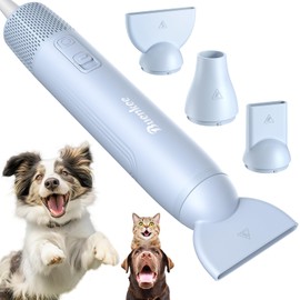 buenkee Dog Blow Dryer for Pet Grooming Handheld Lightweight Dog Cat Hair Dryer 3 Speeds 4 Temp, Portable 3HP High Velocity Pet Blower Quiet Dryer for Travel Campaign Home, with 3 Nozzles, Blue