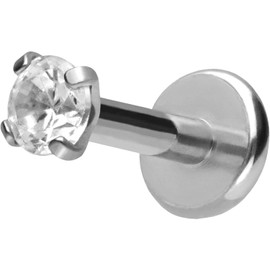 PIERCINGLINE Titanium Labret with Push Fit Crystal Piercing Ear Conch Tragus Lip Nose Medusa Choice of Colours and Sizes, Titanium