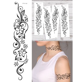 Supperb Temporary Tattoos - Black Tribal Flower Temporary Tattoo Tattoos (Set of 4)