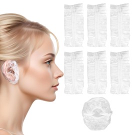 100 Pcs Ear Covers for Hair Dye, Clear Disposable Ear Covers for Shower Waterproof Plastic Ear Protectors Ear Shower Caps Care Ear Protection for Hair Dye Shower Bathing Spa Salon Home Hotel