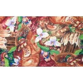 Cranston FAIRY Gnome Fabric Woodland Flower Garden  -  BTY
