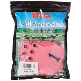 Y-Tex 4 Star Large Cattle Ear Tags Pink Numbered 1-25
