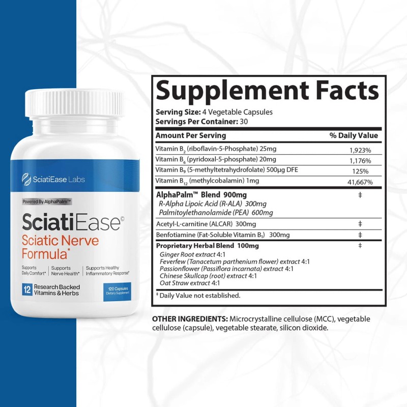 SciatiEase Labs Sciatic Nerve Formula - R-ALA, PEA - Relieve