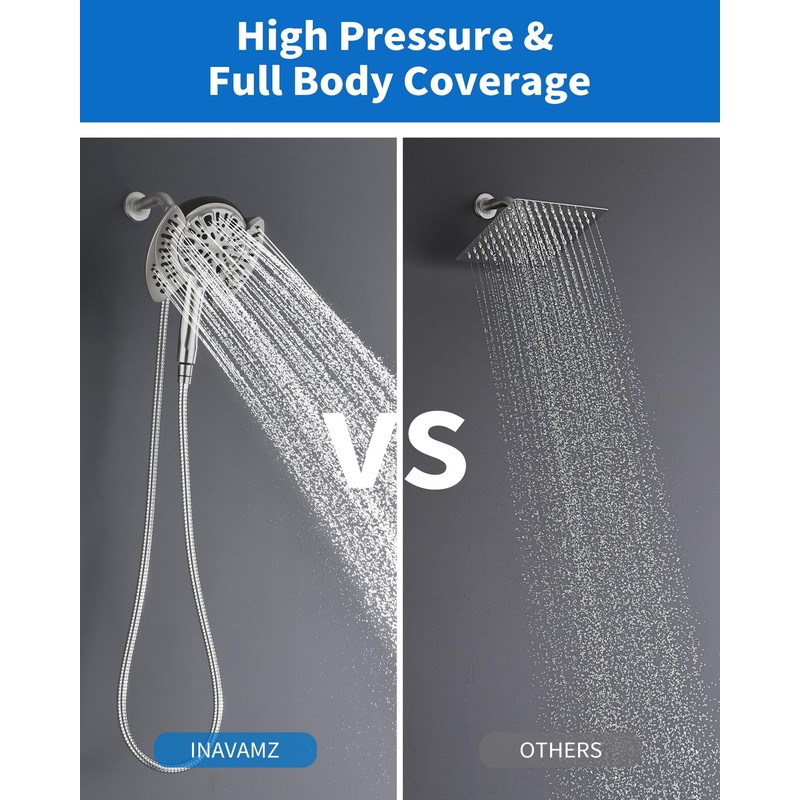 INAVAMZ 2-in-1 Shower Head with Handheld Combo: 2.5GPM Rainfall Shower