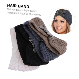 SAFIGLE 4pcs Knitted Thermal Headbands for Women Fashionable Makeup Outdoor Hairbands Non Slip Comfortable Includes Black Beige Khaki for All Day Wear