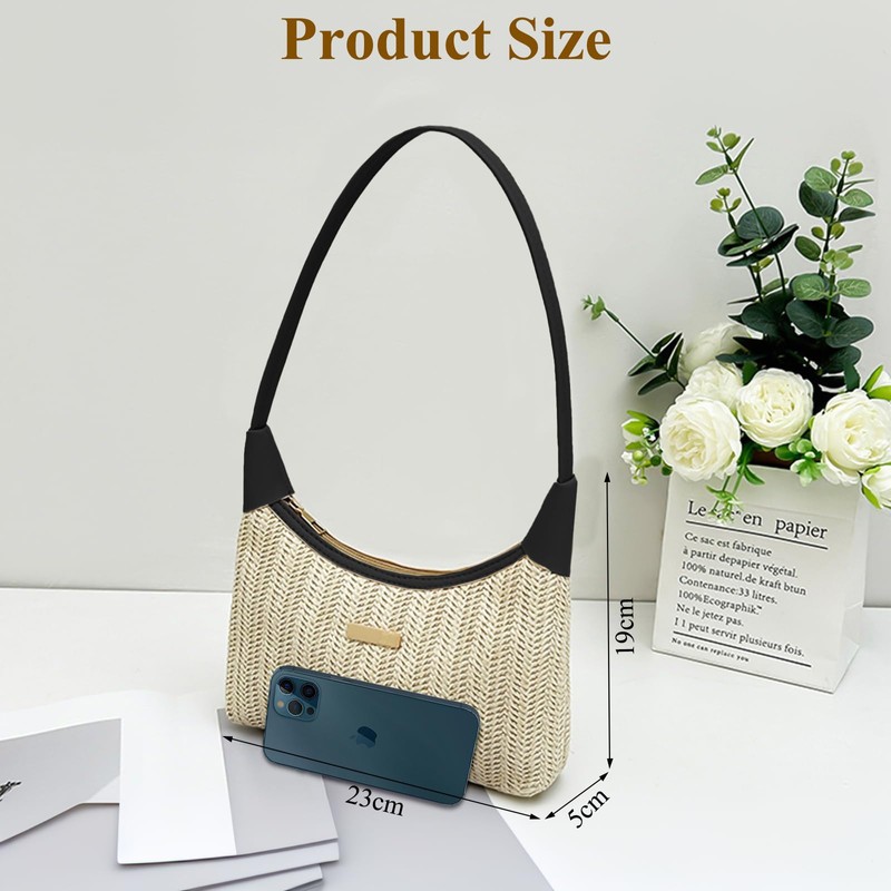 Mabecol Women's Straw Shoulder Bag - Summer Hobo Bag Handbag