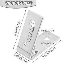 EATAKWARD 4 PCS Inside Angle Bracket for 1/2" Bolt in 3.6" Strut Channel, Corner Brace Framing Connector, Thickness 4.75mm (4 Holes 60 Degree)