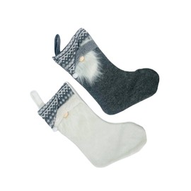 MeraVic Gnome Stocking Grey and White Set of 2