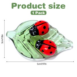 Mini Crystal Green Leaf Glass Ladybug, Mini Ladybug Decor Glass Ladybugs Figurine Hand-Blown Glasses Animal Figurines Gifts Colorful Insect Statue and Collectible Figurine for Room Ornament(Ladybug)