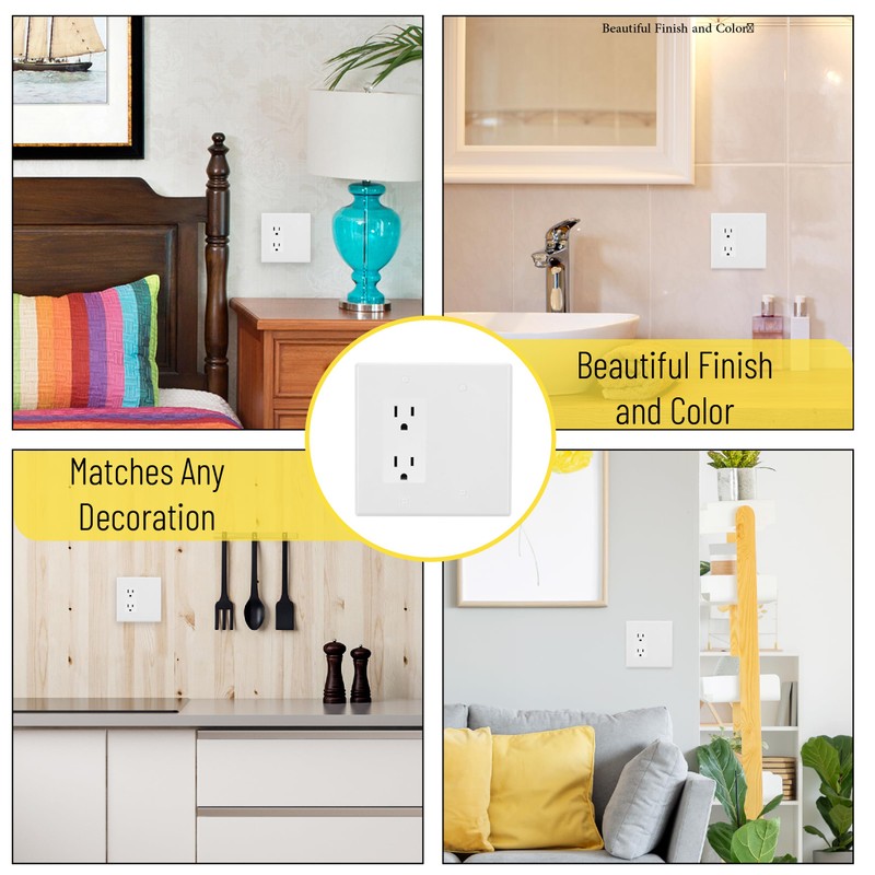 Bates- Combination Wall Plate, 2 Pack, 4.8"x4.9", Decorator/Blank, White Unbreakable