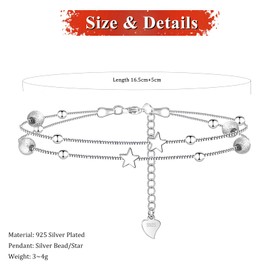 FANCIBAND Gifts For Ex-Wife/Ex-Girlfriend Silver Bracelet For Women Mini Star Charm Bracelets With Beads Valentine's Day Anniversary Christmas Gift For Her