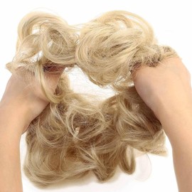 Messy Hair Bun Curly Wavy Hair Scrunchies Accessories Pieces for Women Girls Synthetic Hair Chignons (Pale Ash Blonde)