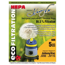 HEPA MICROFILTER BAGS - JOHNNY VAC JV80/ JV101/ JV115 - PKG/5