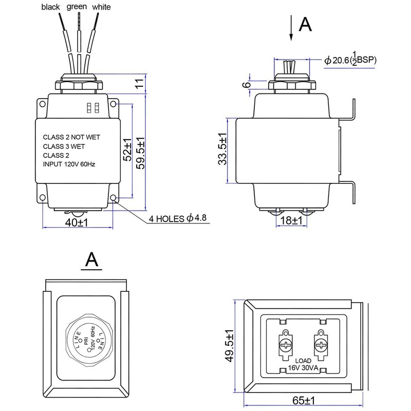 Maxdot 1 Pack Doorbell Transformer 16V 30VA Compatible with Ring