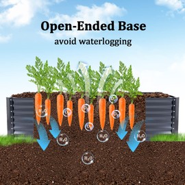 KGAR Raised Garden Bed 8x4x2ft Metal Outdoor Garden Raised Planter Box for Vegetables Flowers Herbs, Dark Grey