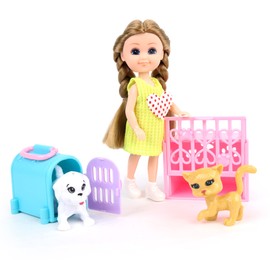 Melody City Melody Mini Doll and Her Animals Mannequin Doll 071221 Random Model Plastic Figure Doll Children's Toy Birthday Game from 3 Years