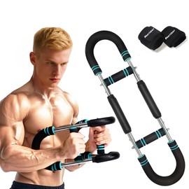 Twister Arm Trainer for Men, Adjustable Chest and Arm Exerciser with 2 Safety Wrist Wraps, Portable Strength Training Bar (60–100lbs) for Chest, Triceps, Shoulders, Forearms, Thighs, and Back