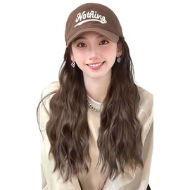 COZENTA Women's Hat Wig, Hair Wig Long (Light Brown/Wave)