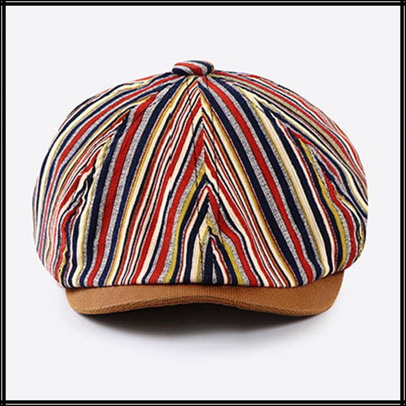 White Fang CA742 Striped Pattern Newsboy Hat, Cap, Hat, Running,