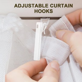 Ciieeo 25pcs White Plastic Adjustable Curtain Hooks Clip-on Drapery Hooks Curtain Clip with Hook Pinch for Easy Installation for Various Curtain Styles Home Decor
