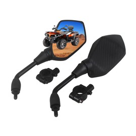 Motorcycle Mirrors，HKOO Universal Hawk-eye Motorcycle Convex Rear View Mirror - with 10mm Bolt, Handle Bar Mount Clamp Compatible with Cruiser, Suzuki, Honda, Victory and More