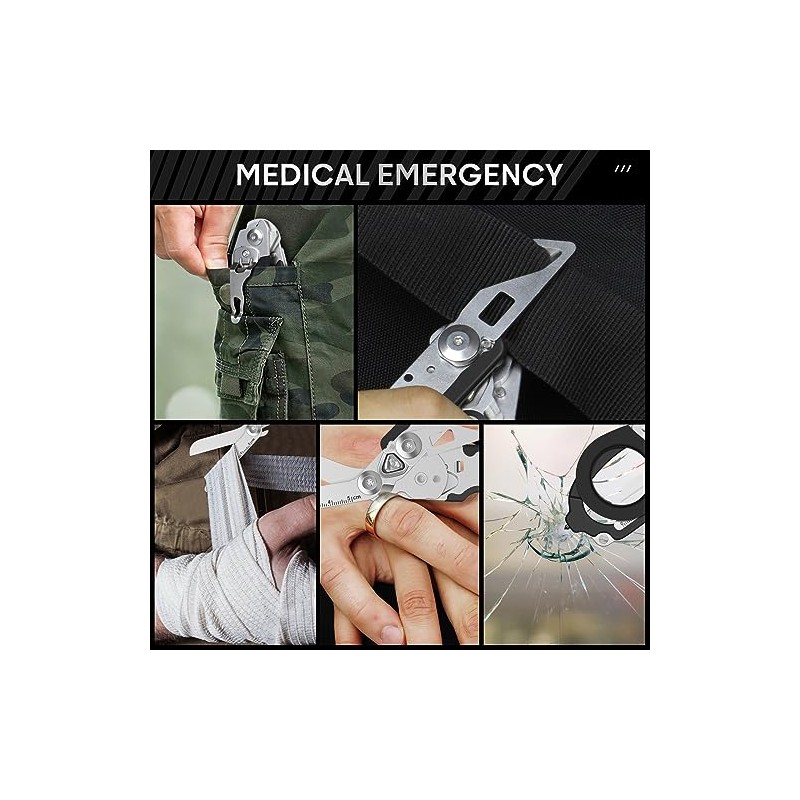Flrmingigigi Emergency Response Shears, Stainless Steel Foldable Scissors Pliers, Outdoor