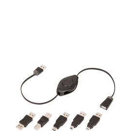 Emerge Tech ReTrak ETPRU6M Universal USB Extension Retractable Cord, Black, 6 feet
