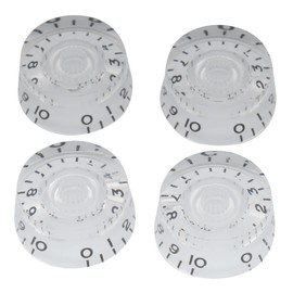 Musiclily Basic Metric Speed Knobs Tone Volume Control Knobs for Epiphone Les Paul SG Electric Guitar, Transparent with Black Number (Set of 4)