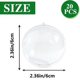 iDopick 20 Pack Clear Plastic Fillable Ornaments Ball, 6cm DIY Plastic Christmas Tree Hanging Ornaments Ball for Wedding, Party, Home Decor (20)