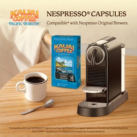 Kauai Coffee Espresso Pods Compatible with Nespresso Original Coffee Makers – Arabica Coffee, 10% Hawaiian – Dark Roast, Rich Cocoa & Smoky Finish – Poipu Beach, 1 Pack of 10 Espresso Pods