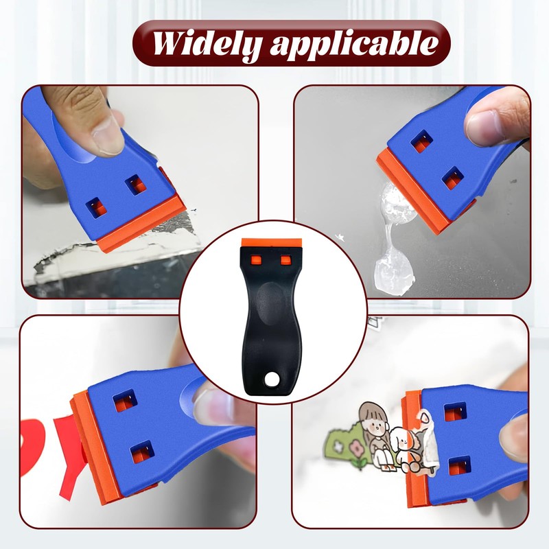 2 Pcs Plastic Scraper with 100 Pcs Plastic Blades,Scratch-Free Plastic