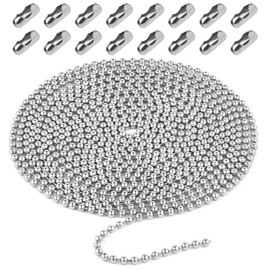 HOTUT Stainless Steel Ball Chain, 5 m Roller Chain Replacement Chain with 16 Pieces Chain Connectors, 4.5 mm Beads Roller Chain Suitable for DIY Jewellery Making, Suitable for Roller Blinds and
