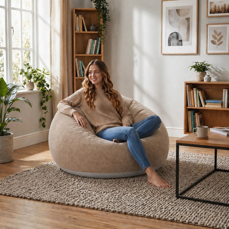 Inflatable Bean Bag Chairs for Adults with Electric Air Pump,