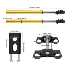 Triple Tree Clamp Front Fork Suspension Set for 110cc/125cc Pit Dirt Bikes, Aluminum Alloy Shock Absorber