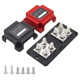 Stanew 400A bus bar box Copper DC12V - 48V Heavy-Duty Module ANL Bus Bar Terminals Black Cover M10(3/8") x8