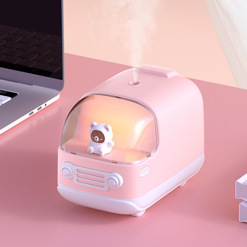 Cute Small Humidifier 350ml Bear Bus Shape USB Charging Portable