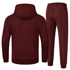 Rdruko Men's Track Suits 2 Piece Hoodie and Sweatpants Set for Men Jogger Workout Athletic Sweatsuit Tracksuits(Burgundy, US XXL)