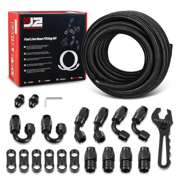 J2 Engineering AN 25FT 0.44" ID Nylon Braided CPE Fuel