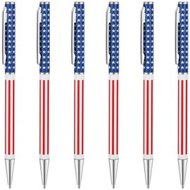 Unibene Slim Metal Retractable Ballpoint Pens Bulk of 6 Count - America Patriotic, Black Ink, Decent Gift for Men Promotion, Graduation, Christmas,Medium Point(1 mm) - School & Office Supplies