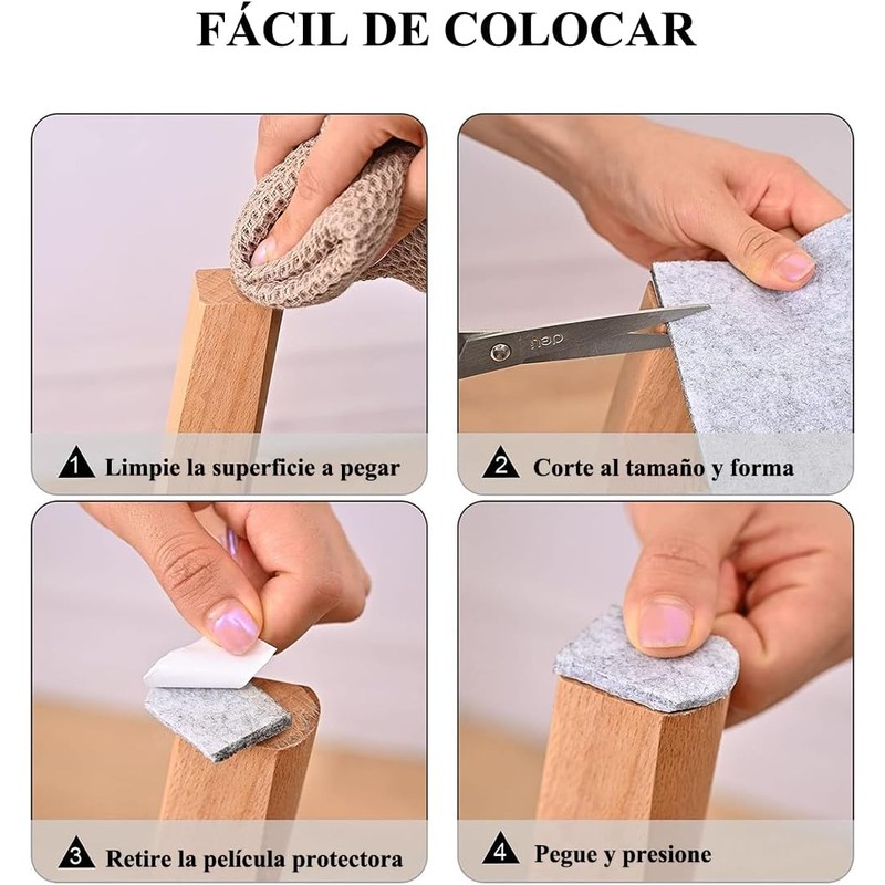Almohadillas Protectoras de Fieltro para Muebles, 3 Cintas Almohadillas para