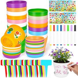 26 Pack Resin Garden Plant Pot Craft Kit for Kids, Summer Flower Plant Crafts with Pens Stickers & Labels, School Activities Growing Kit for Classroom Home DIY Birthday Gifts for Kids Girls Boy