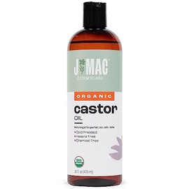 Organic Castor Oil, Cold Pressed (16 oz plastic bottle) BPA Free Castor hexane free, castor oil for face, skin, cold pressed castor oil for eyelashes, cold pressed organic castor oil