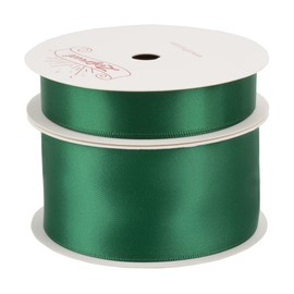 Zofrud 2 Rolls of Forest Green Double Faced Satin Ribbon - 20 Yards Total (5/8" and 1-1/2" x 10 Yds) - Ideal for Crafts, Gift Wrapping, and Weddings