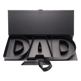 SHENGHE Father's Day DAD Letter Box Fillable Sweet Charcuterie Flower Arrangement Gift Holder Birthday Decorative (black), shengheDAD1