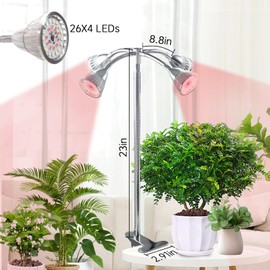 Atildp Grow Lights for Indoor Plants Full Spectrum, 6500K Clip Plant Growing Lamp for Indoor Growing with White Red LEDs, 10 Dimmable Levels, 3 Switch Modes and Auto On/Off Timer (spotlights, 1)