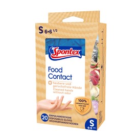 Spontex Food Contact 20 Disposable Nitrile Gloves Food Safe Latex Free and Powder-Free Size S (Pack of 20)
