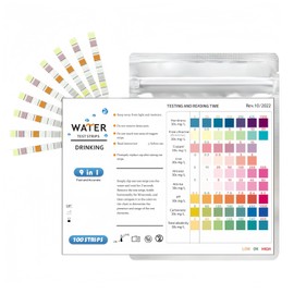 100PCS 9-in-1 Aquarium Test Strips, Fish Tank Test Kit, with Plastic Tube & Thermometer Strip, Water Testing Strips for Ammonia Nitrite Nitrate pH GH KH Chlorine Copper, for Aquariums Fish Tanks Ponds