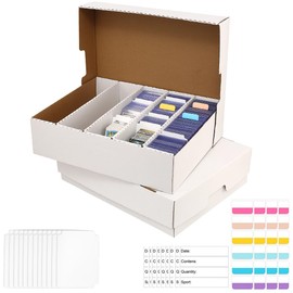 BIU-BOOM Monster Card Box, 5 Track, Baseball Card Storage Box, Holds 3200 Cards, Cardboard Storage Boxes with Dividers, for TCG/Magic/Mtg/Sports Cards (Large, Rectangular-2Pack)