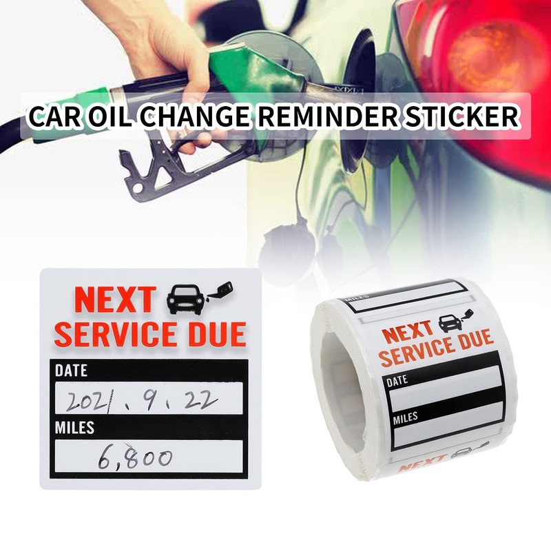 Oil Change Service Reminder Stickers - 300 Pcs 2x2 Black,