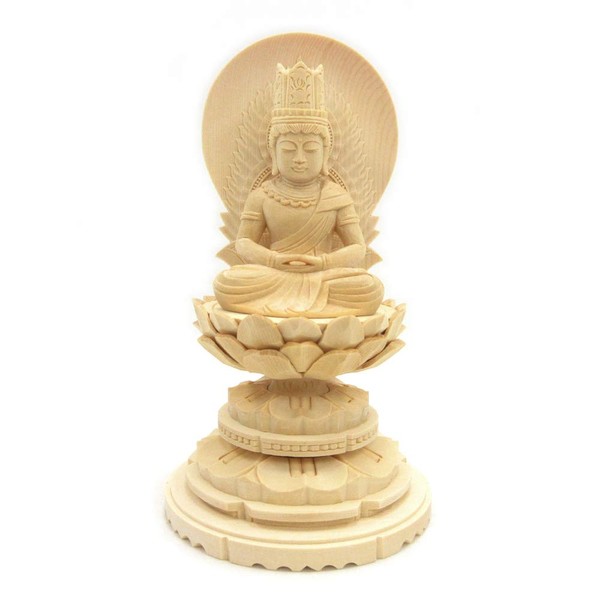 Kurita Buddha Brand Nyorai 5664 Dainichi Nyorai Seated Statue 2.0 inches (18 cm), Width 3.9 inches (10 cm), Depth 3.9 inches (9 cm), High Quality Wood Carving in Cypress Wood, Sunshine Phosphorus Table